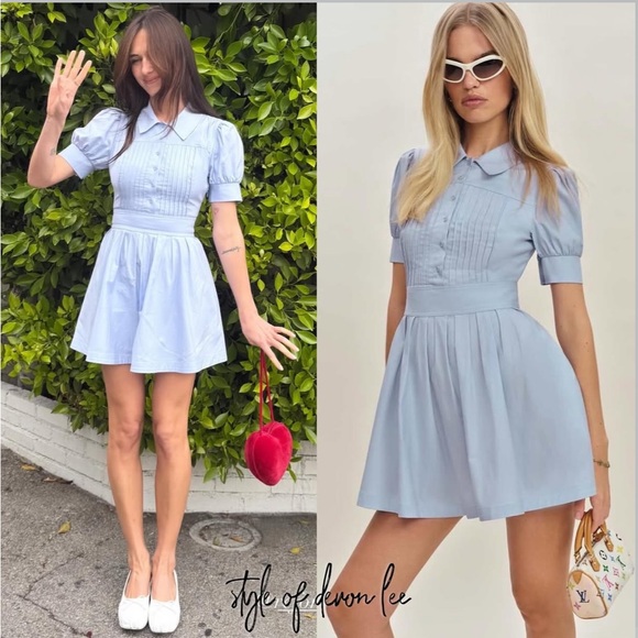 Reformation x Devon Lee Carlson Loonette Ice Water Blue Mini Dress size 4 NEW